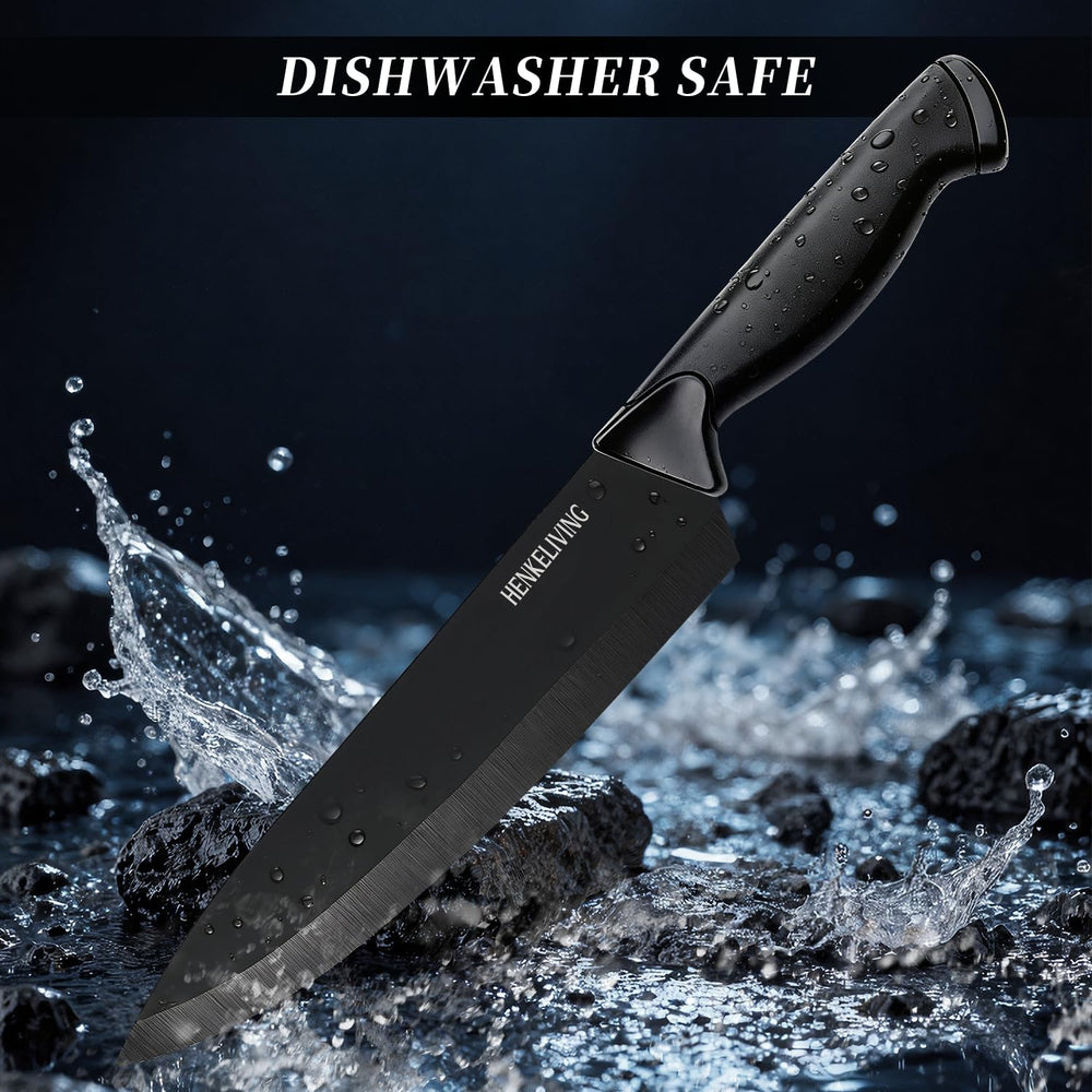 HENKELIVING dishwasher-safe-knives designed for easy cleanup after meal prep.