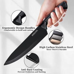 HENKELIVING ergonomic non-slip-handles offer comfortable control during long prep sessions.