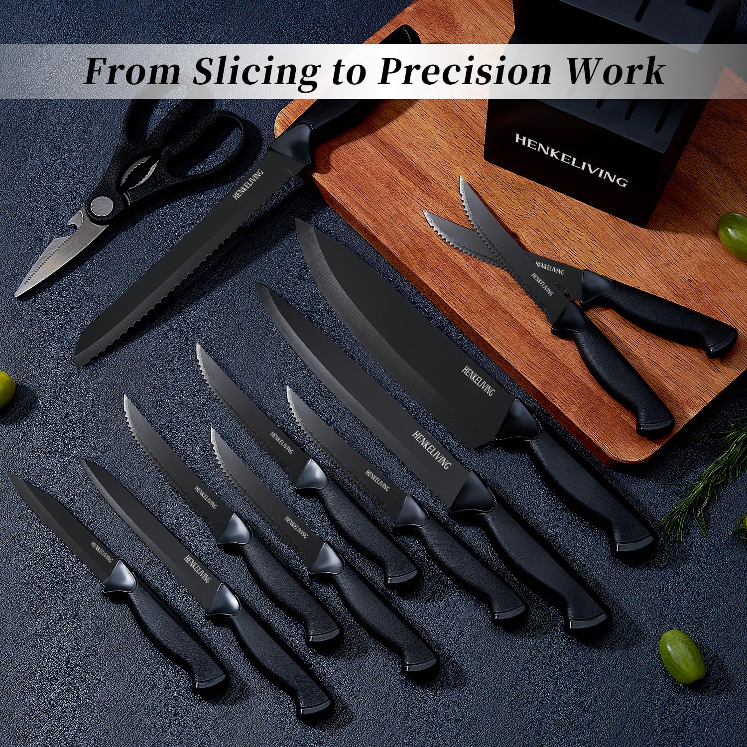 HENKELIVING ultra-sharp-blades deliver clean, effortless cuts through vegetables and meat.
