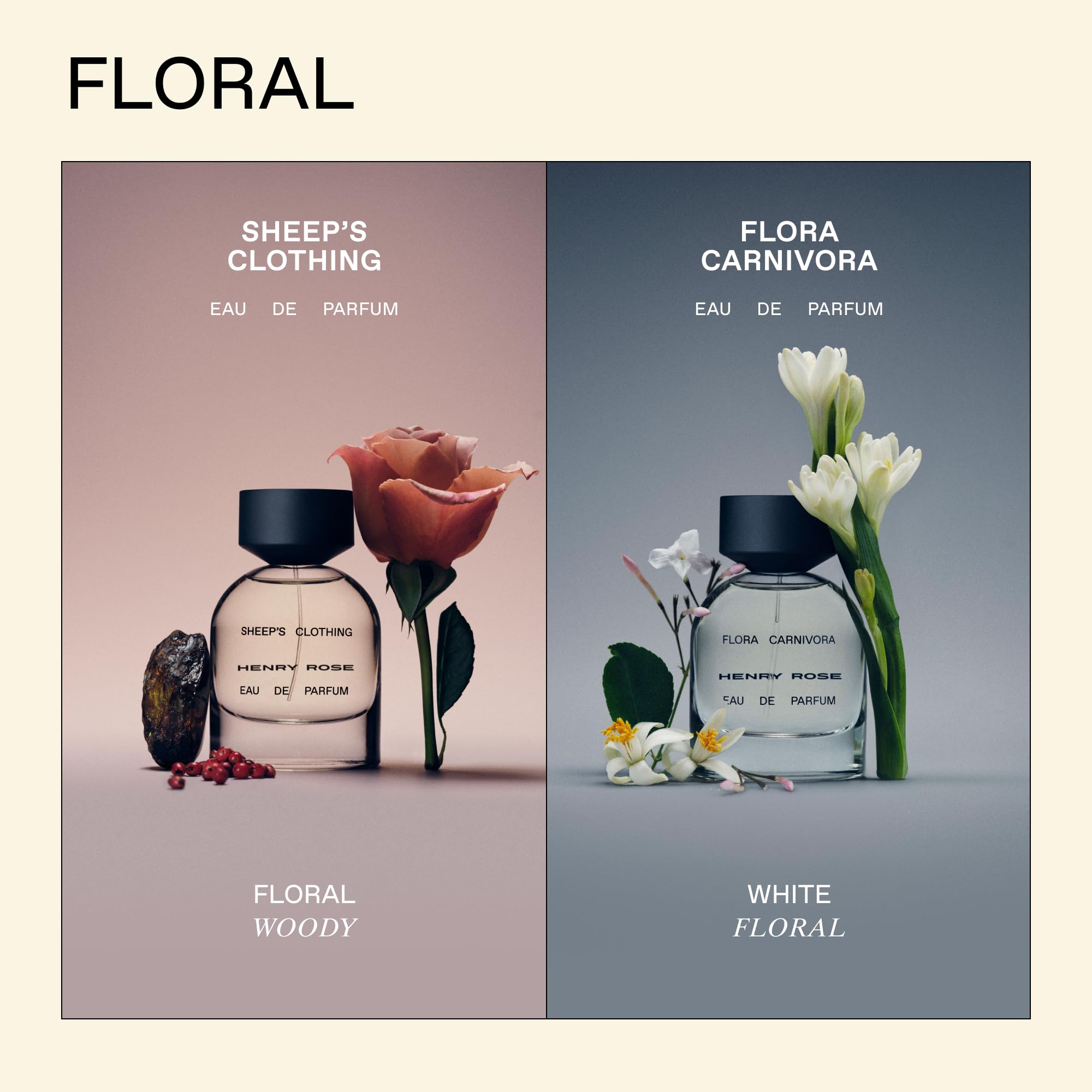 Henry Rose peach bergamot mini vial, soft fruity pairing for travel.