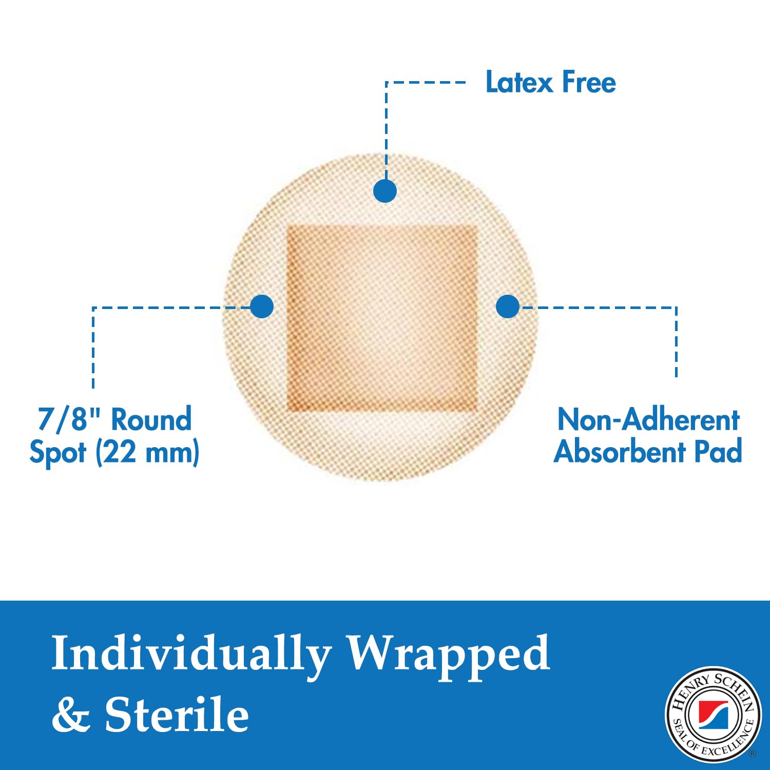 Henry Schein bandage on skin shows transparent sheer material for discreet wear.