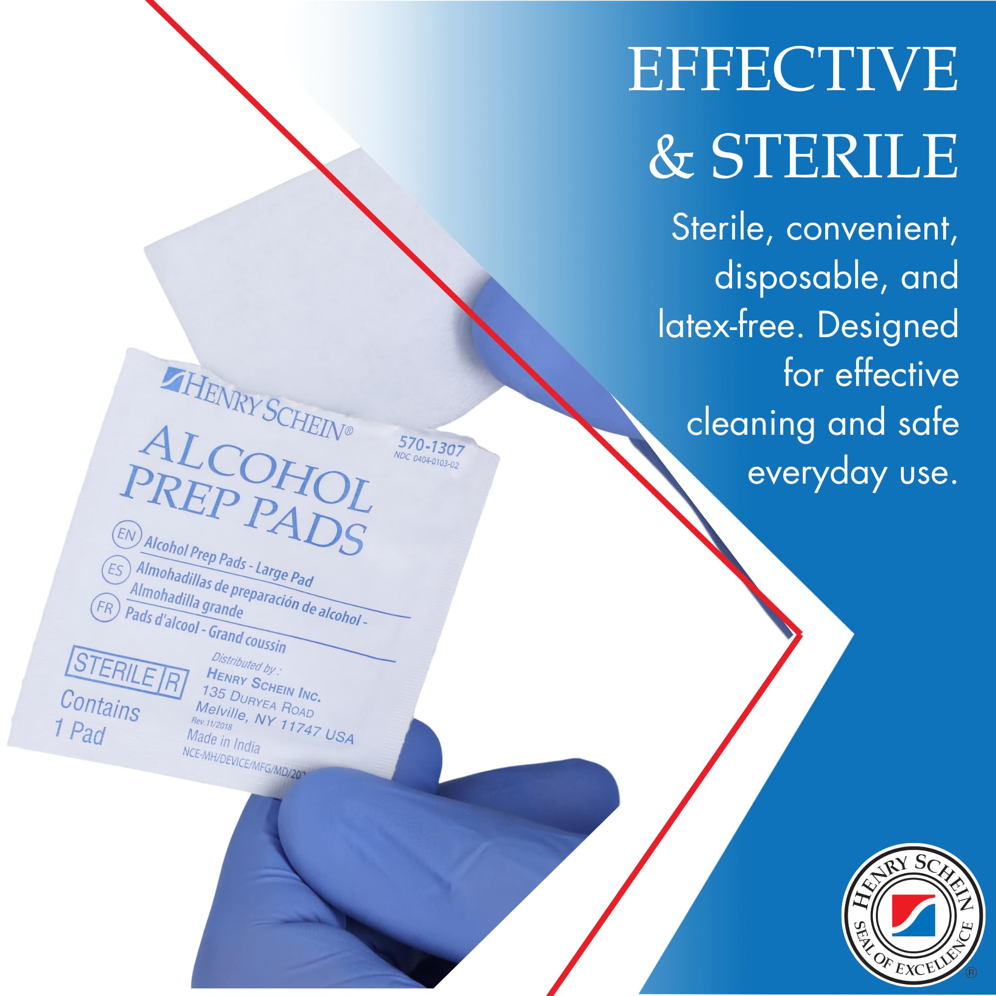 Henry Schein individually wrapped alcohol pad emphasizes sterility and convenience