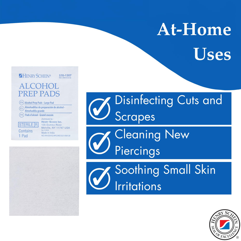 Henry Schein pre-moistened pad with 70% IPA for quick surface sanitation.