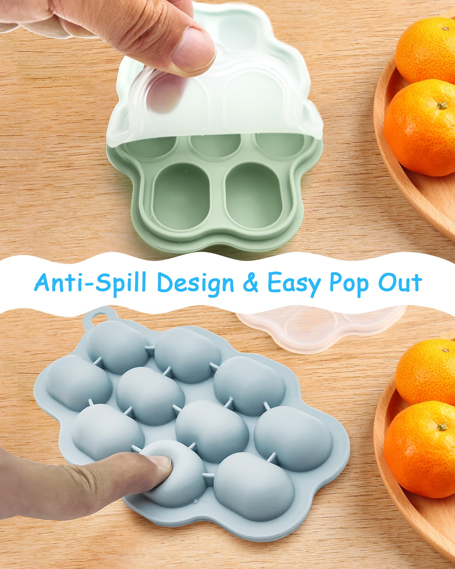 HEOMOONE tray with clip-on lid keeps baby food fresh and spill-free