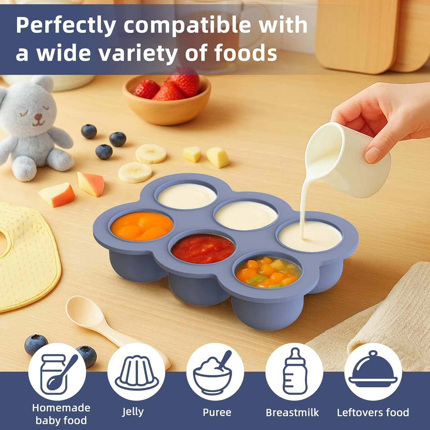 Hepotk silicone plate and teether support self-feeding practice.