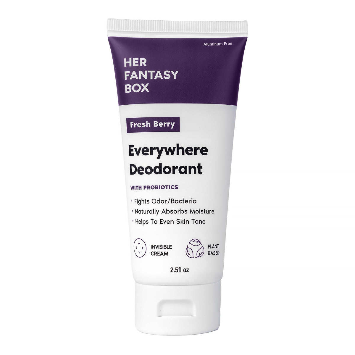 Her Fantasy Box Everywhere Deodorant bottle pour shows quick, mess-free application and freshness.