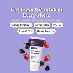 Her Fantasy Box Everywhere Deodorant cap close-up berry scent highlights easy gripping and vivid aroma.