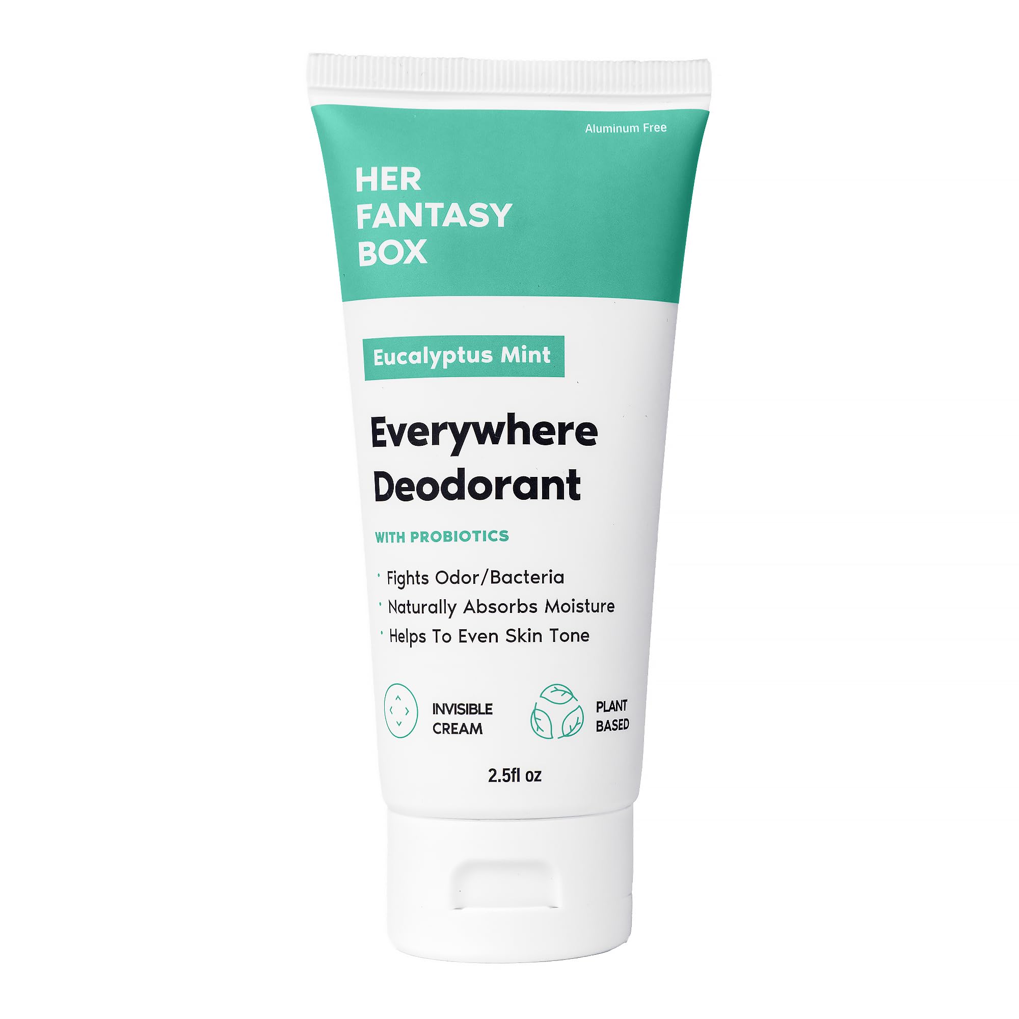 Her Fantasy Box Everywhere Deodorant mint bottle offers all-day odor protection.