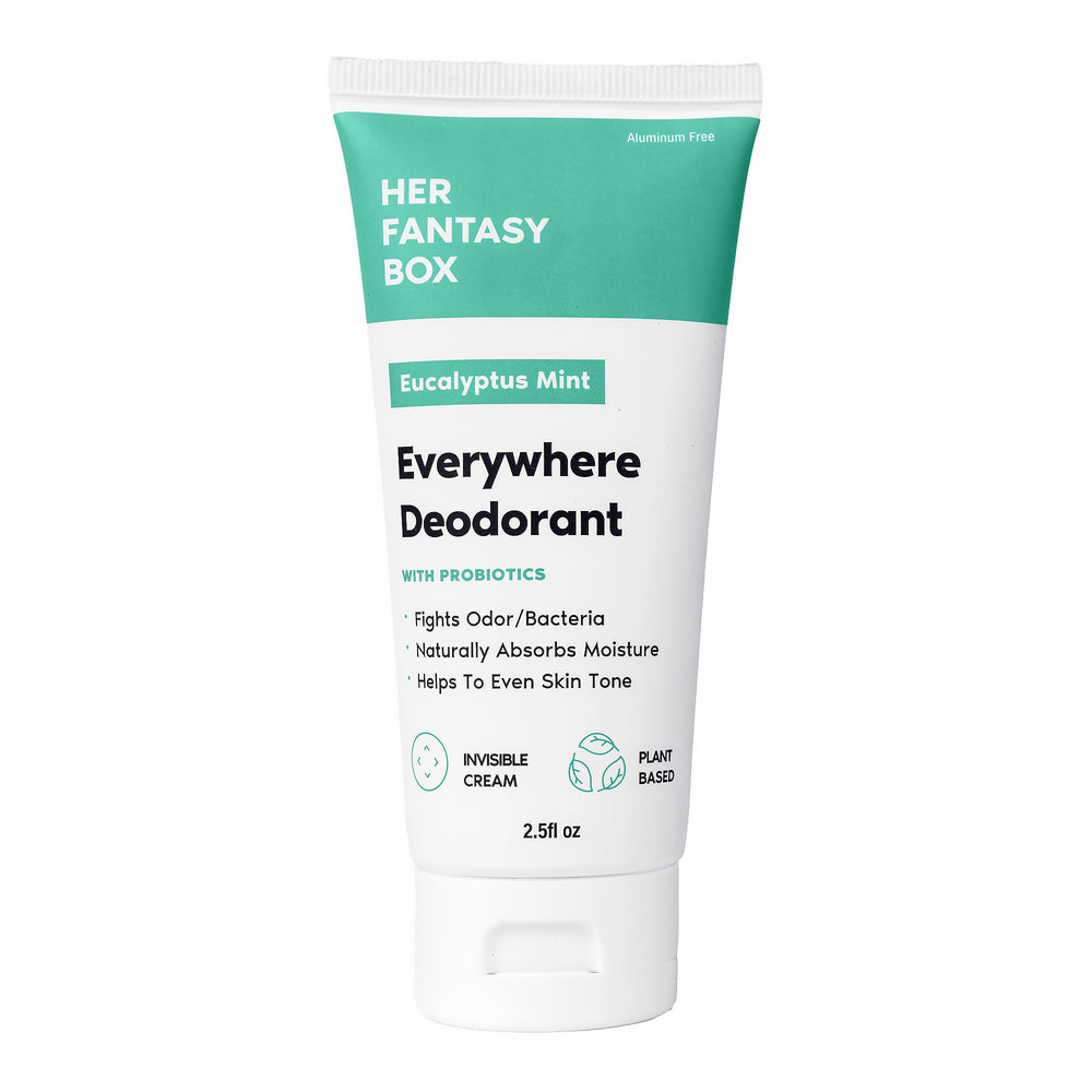 Her Fantasy Box Everywhere Deodorant mint bottle offers all-day odor protection.