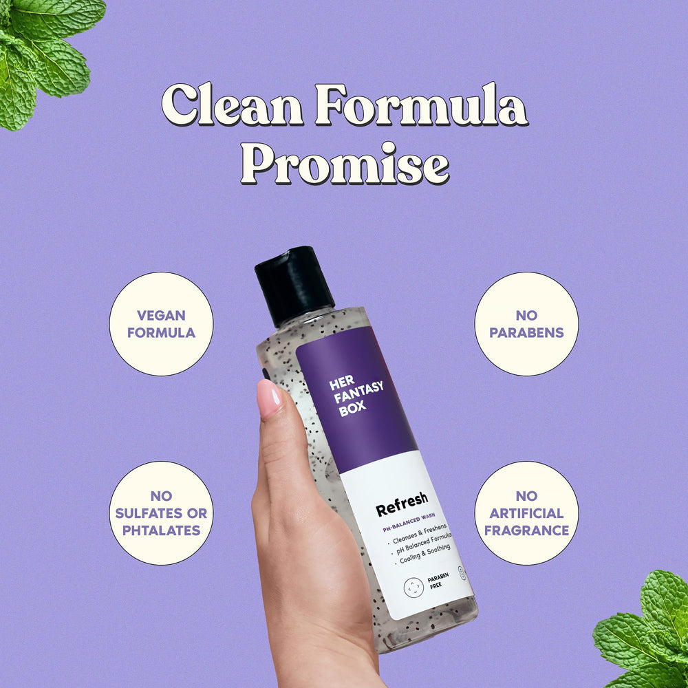 Her Fantasy Box Refresh foamy lather demonstrates rich cleansing without fragrance or dyes.