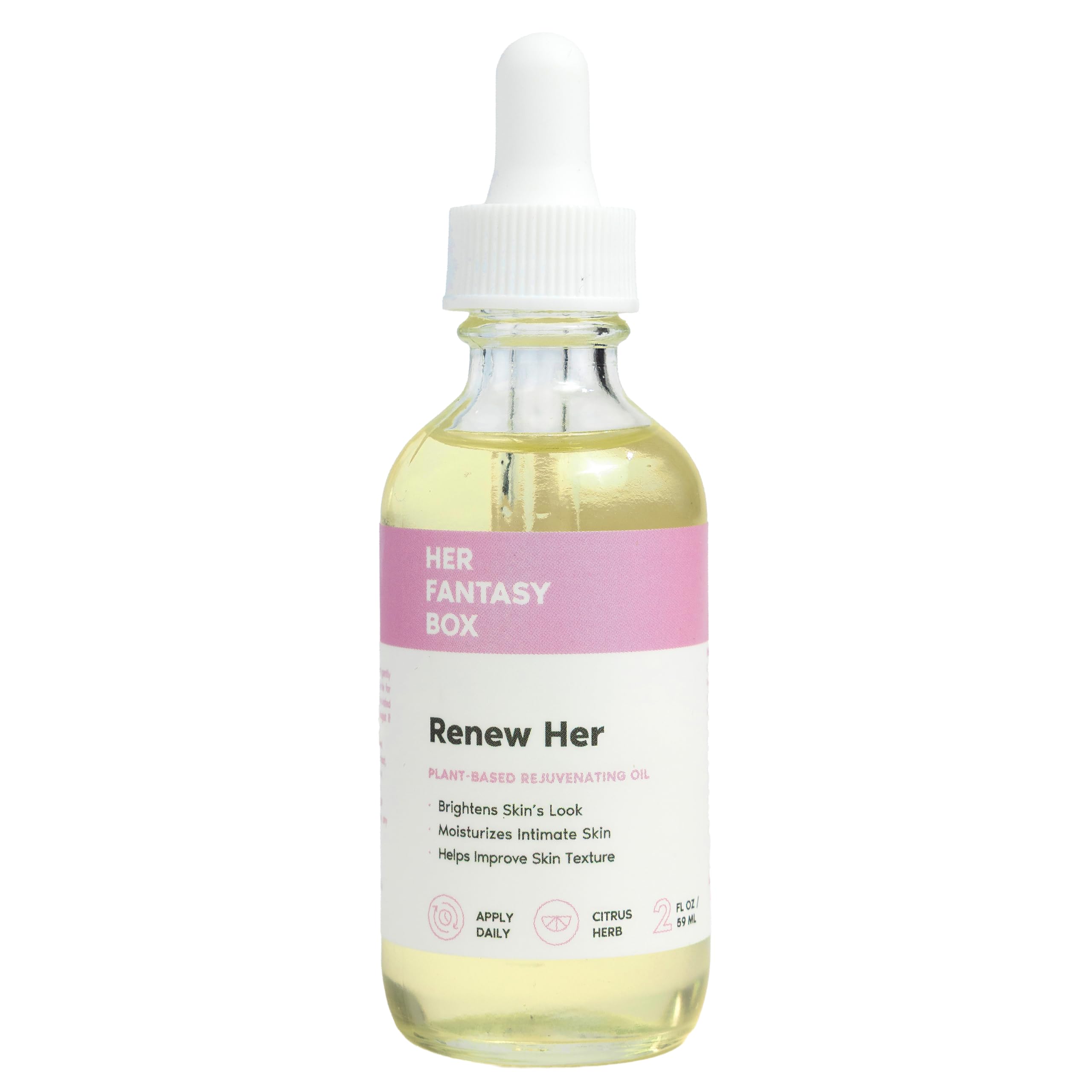 Her Fantasy Box Renew Her bottle pours silky oil for intimate moisture