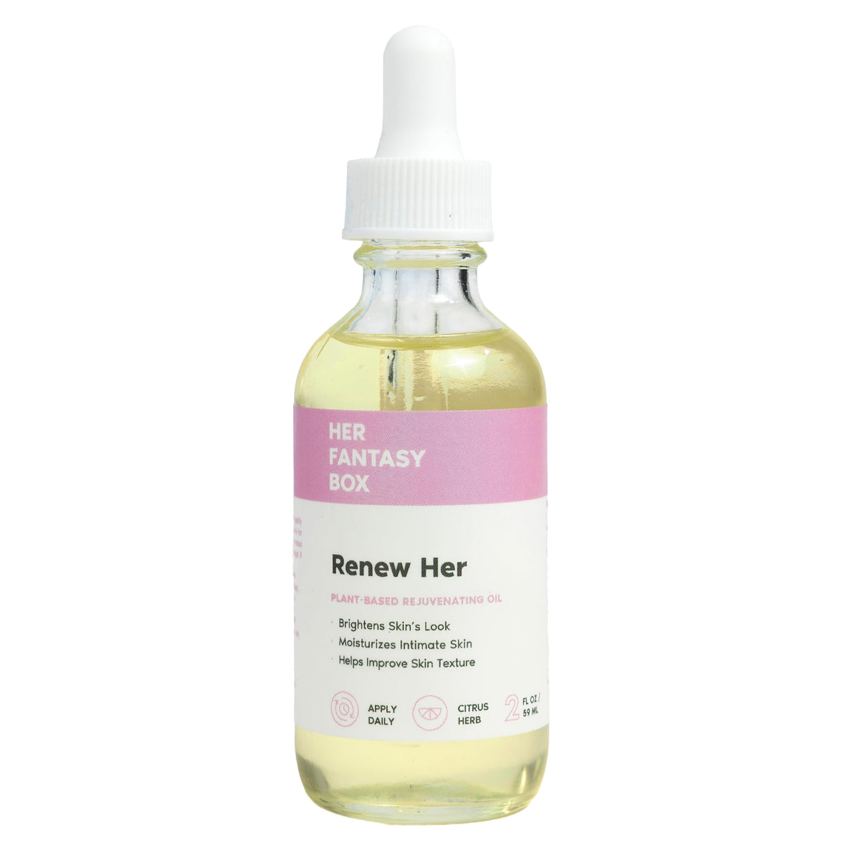 Her Fantasy Box Renew Her bottle pours silky oil for intimate moisture