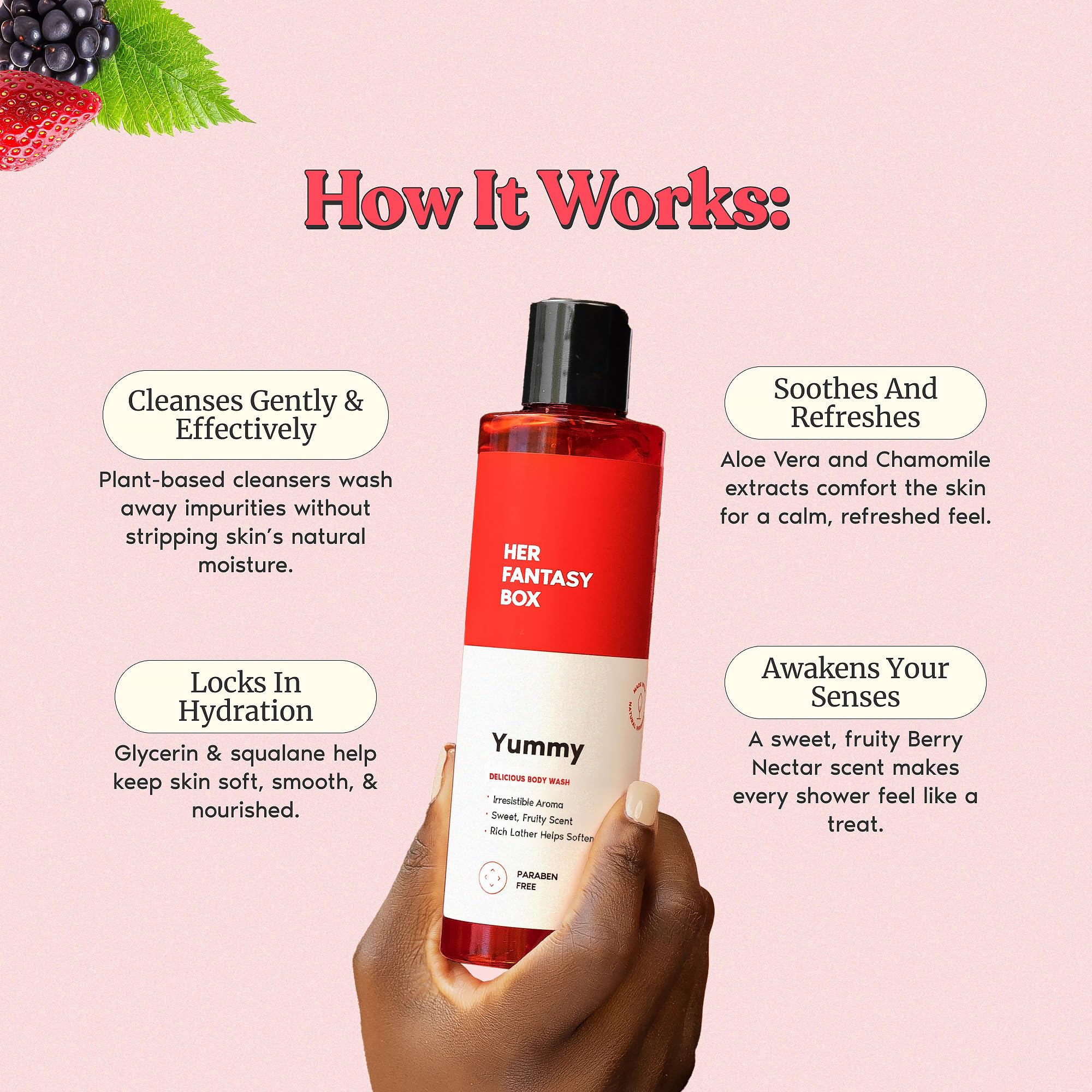 Her Fantasy Box Yummy bottle with citrus scent awakens daily routines