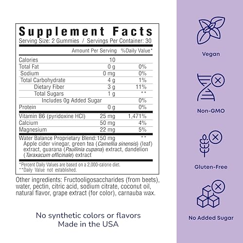 Close-up of Her Own Debloat Gummies texture; citrus flavor supports daily wellness.