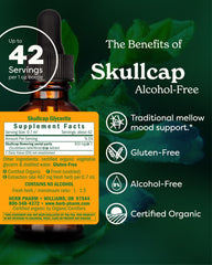 Herb Pharm Skullcap liquid extract bottle back label with organic certification