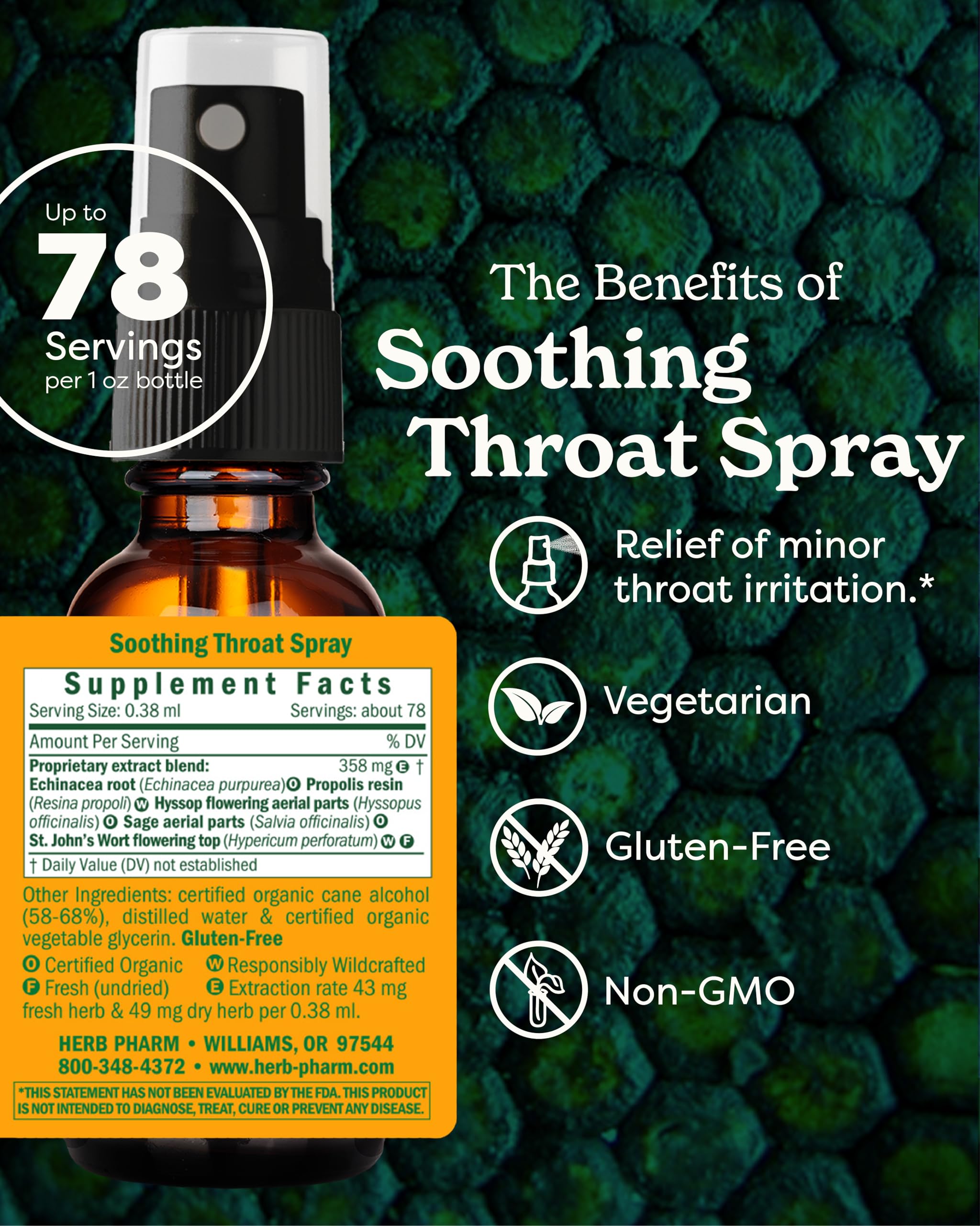 Herb Pharm spray pump action demonstrates easy direct throat application