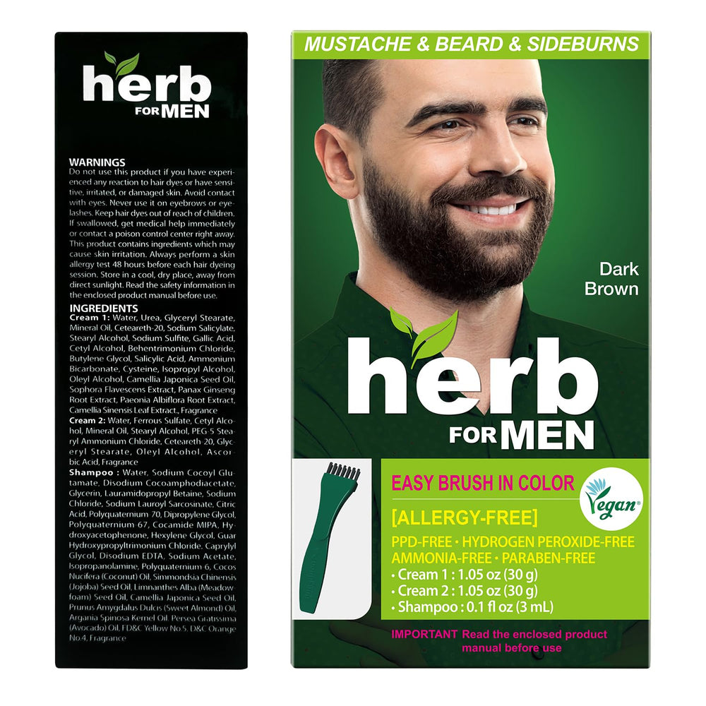 Herb Speedy before-after image shows noticeable shade on facial hair.