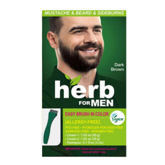 Herb Speedy packaging for Herb For Men Mustache & Beard Dye shows vegan, PPD-free formula.