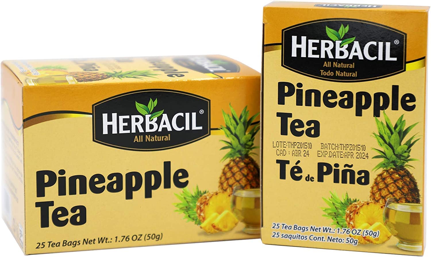 Herbacil Pineapple Tea bags in a box ready to brew for hydration.