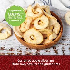 Herbaila Apple Slices, raw and chewy, ideal for school lunches.