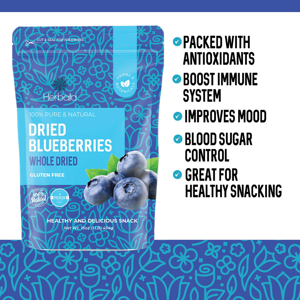 Herbaila blueberries used as a natural dessert topping.