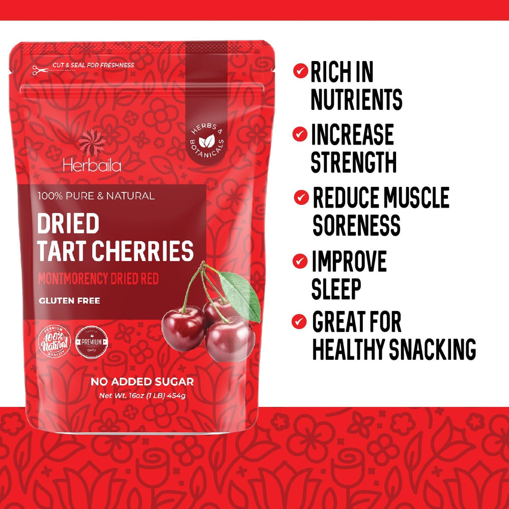 Herbaila cherries smoothie topping highlights natural sweetness without added sugar.