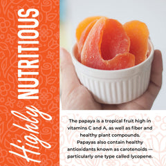 Herbaila dried papaya chunks close-up emphasizes vibrant color and tropical sweetness.