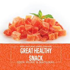 Herbaila dried papaya chunks resealable pouch highlights freshness and convenient storage.