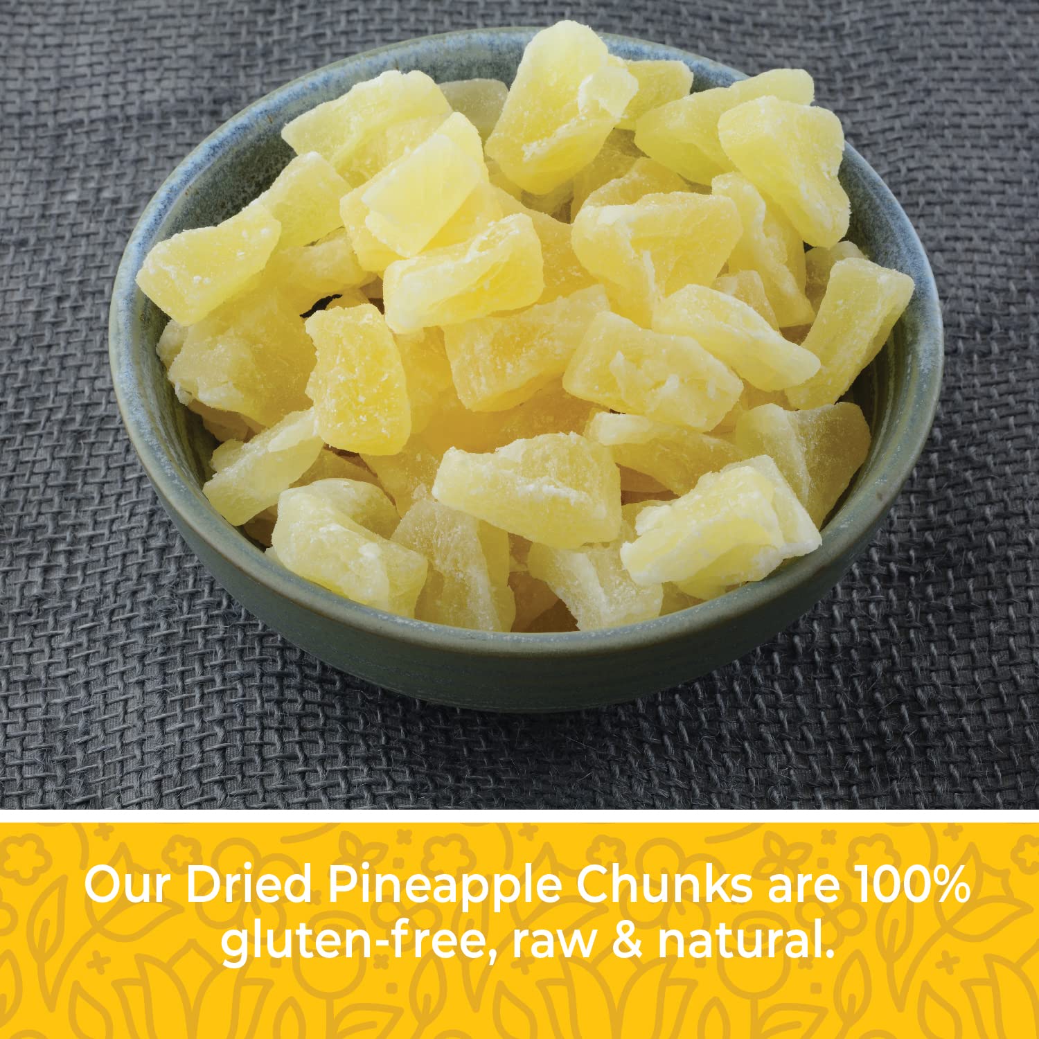 Herbaila dried pineapple chunks with other ingredients for trail mix or baking.