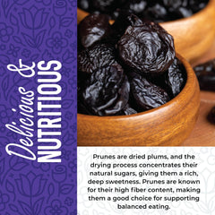 Herbaila Prunes Pitted dark color hints at rich flavor for snacking.