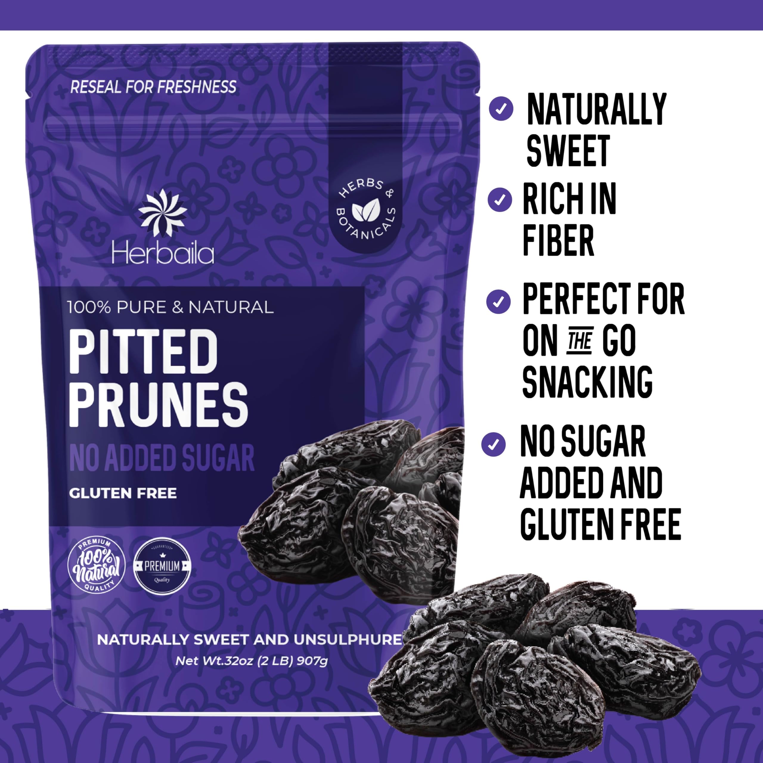 Herbaila Prunes Pitted smoothie-friendly use adds natural sweetness to blends.