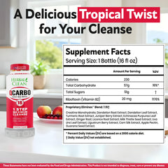 Glass with Herbal Clean Qcarbo16 tropical drink ready to sip.