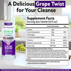 Herbal Clean Qcarbo32 bottle in hand for on-the-go cleansing