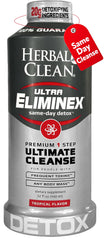 Herbal Clean Same Day Eliminex bottle front in tropical flavor for quick, convenient detox support.