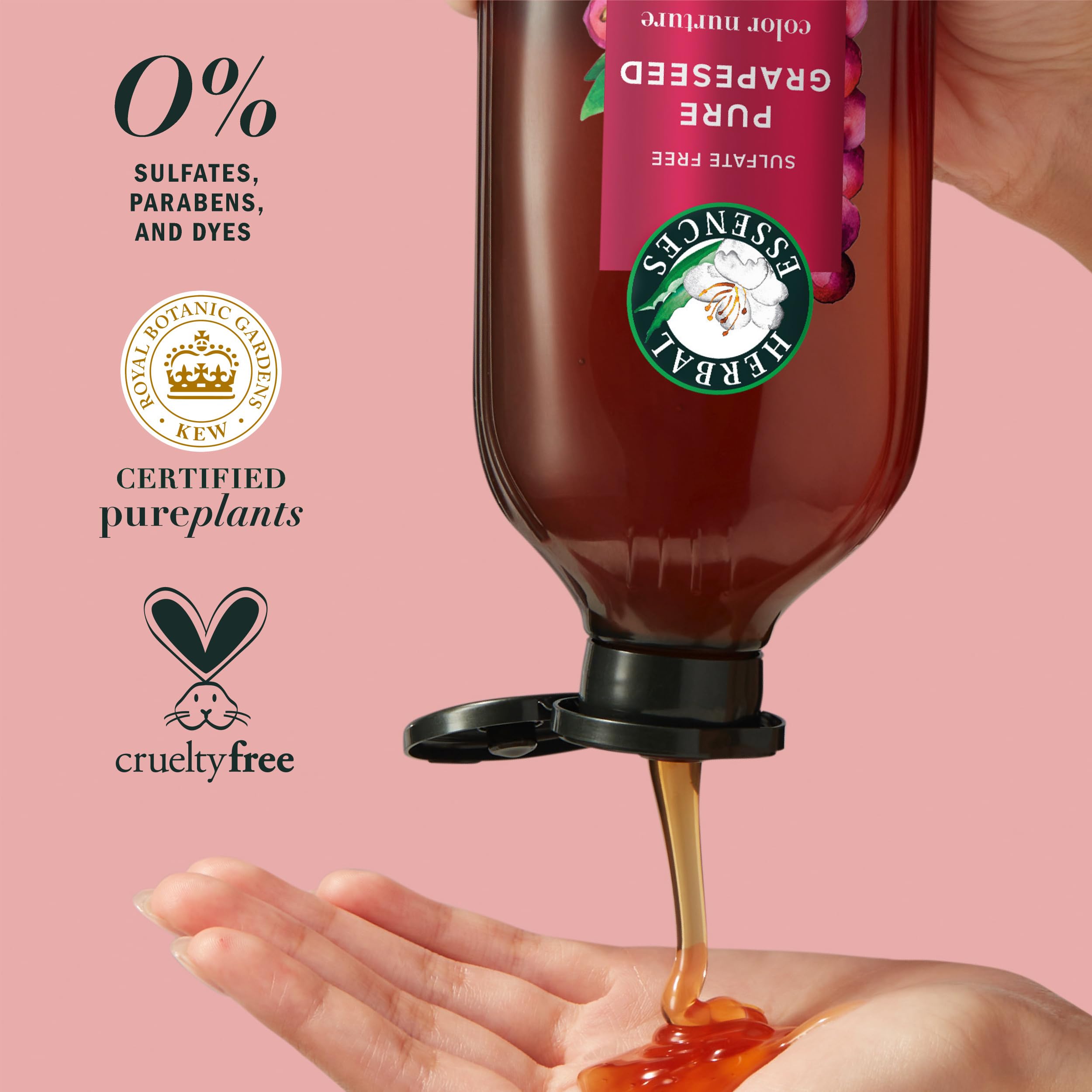 Camellia oil drop detail in Herbal Essences formula for lightweight nourishment