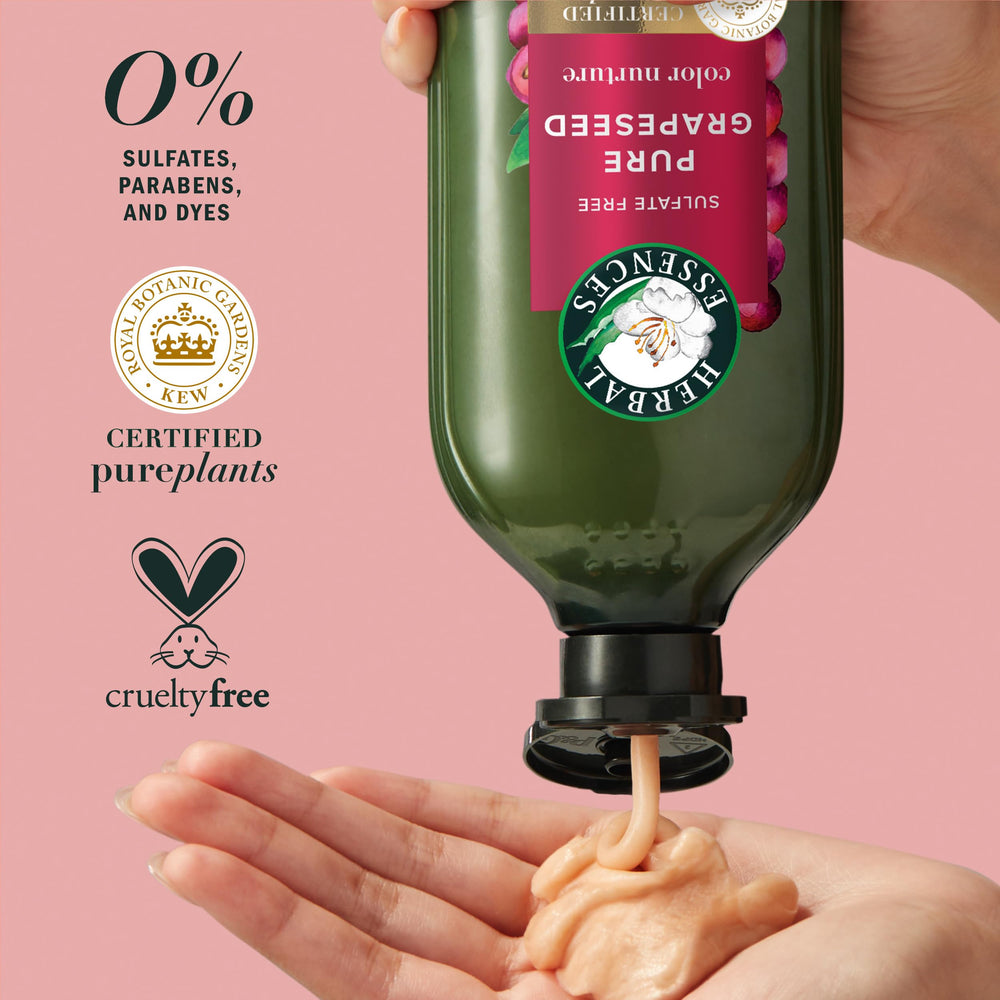 Herbal Essences camellia oil visual conveys lightweight nourishment for hair.