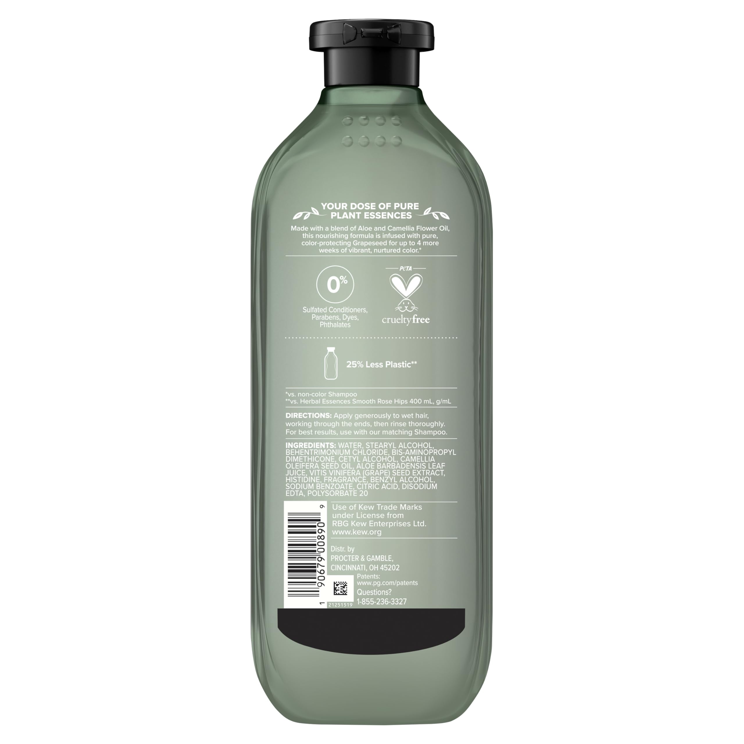 Herbal Essences cruelty-free packaging detail communicates PETA-certified status.