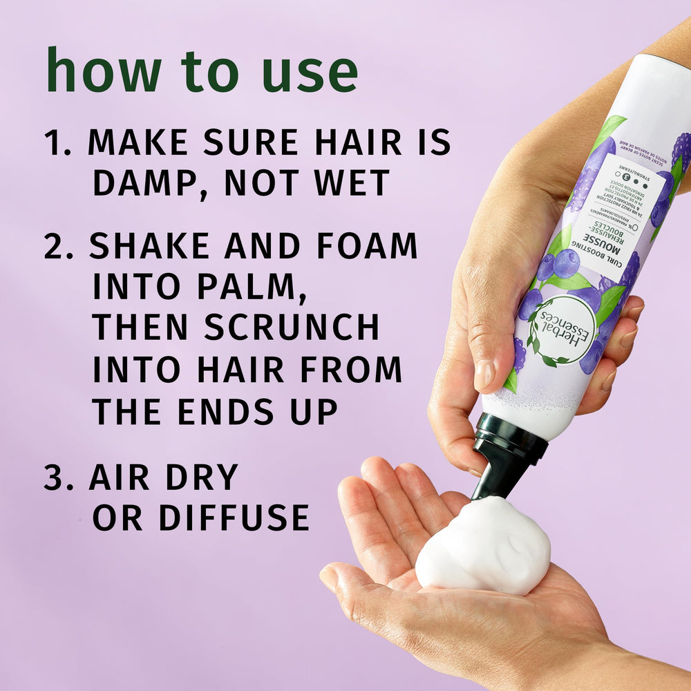 Herbal Essences Curl Boosting Mousse berry scent close-up