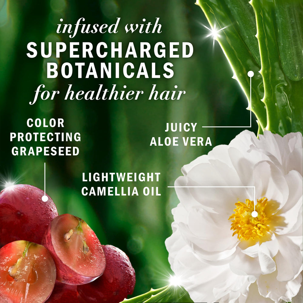 Herbal Essences grapeseed ingredients label highlighting plant origins and Kew certification