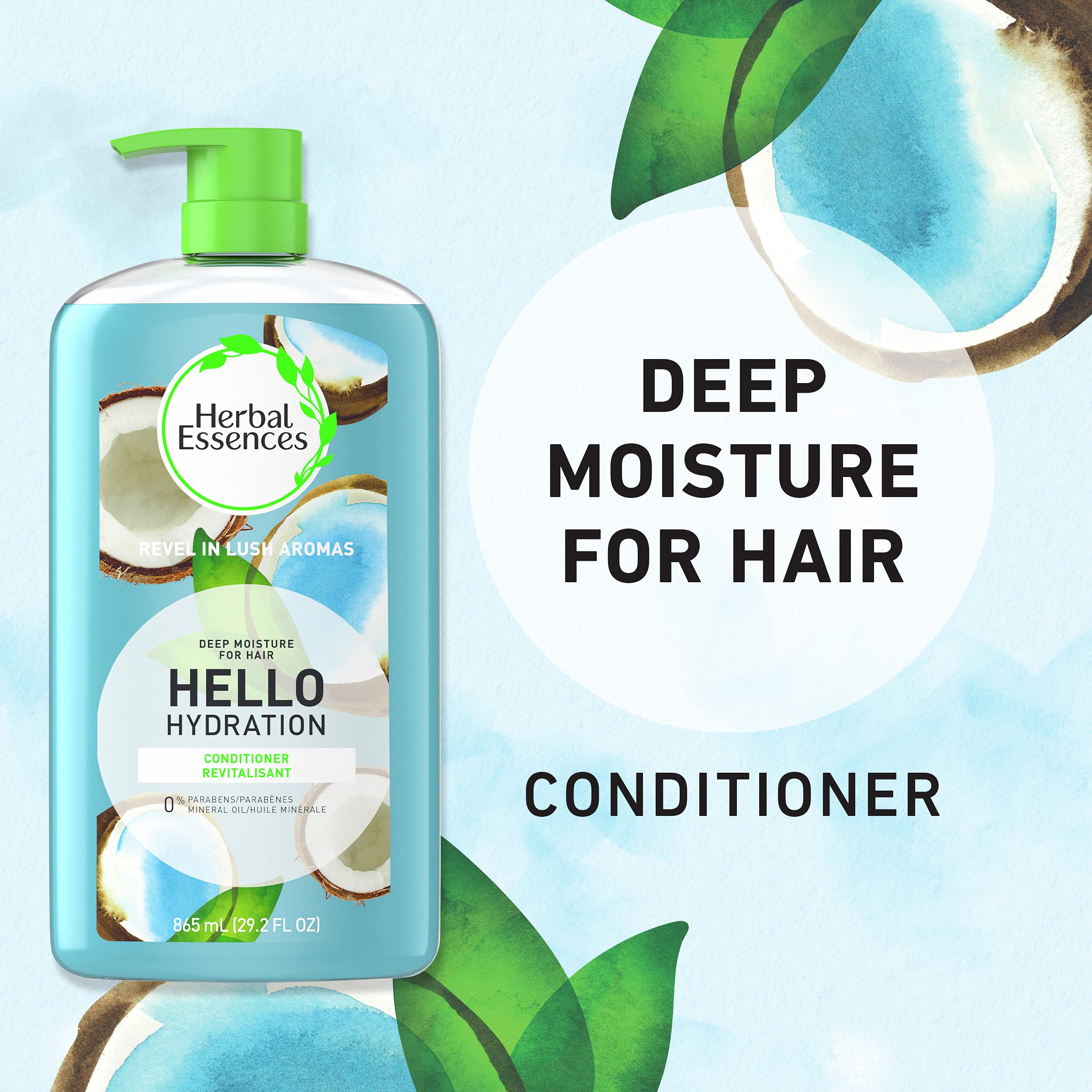 Herbal Essences Hello Hydration color-safe hair tag for color-treated strands.