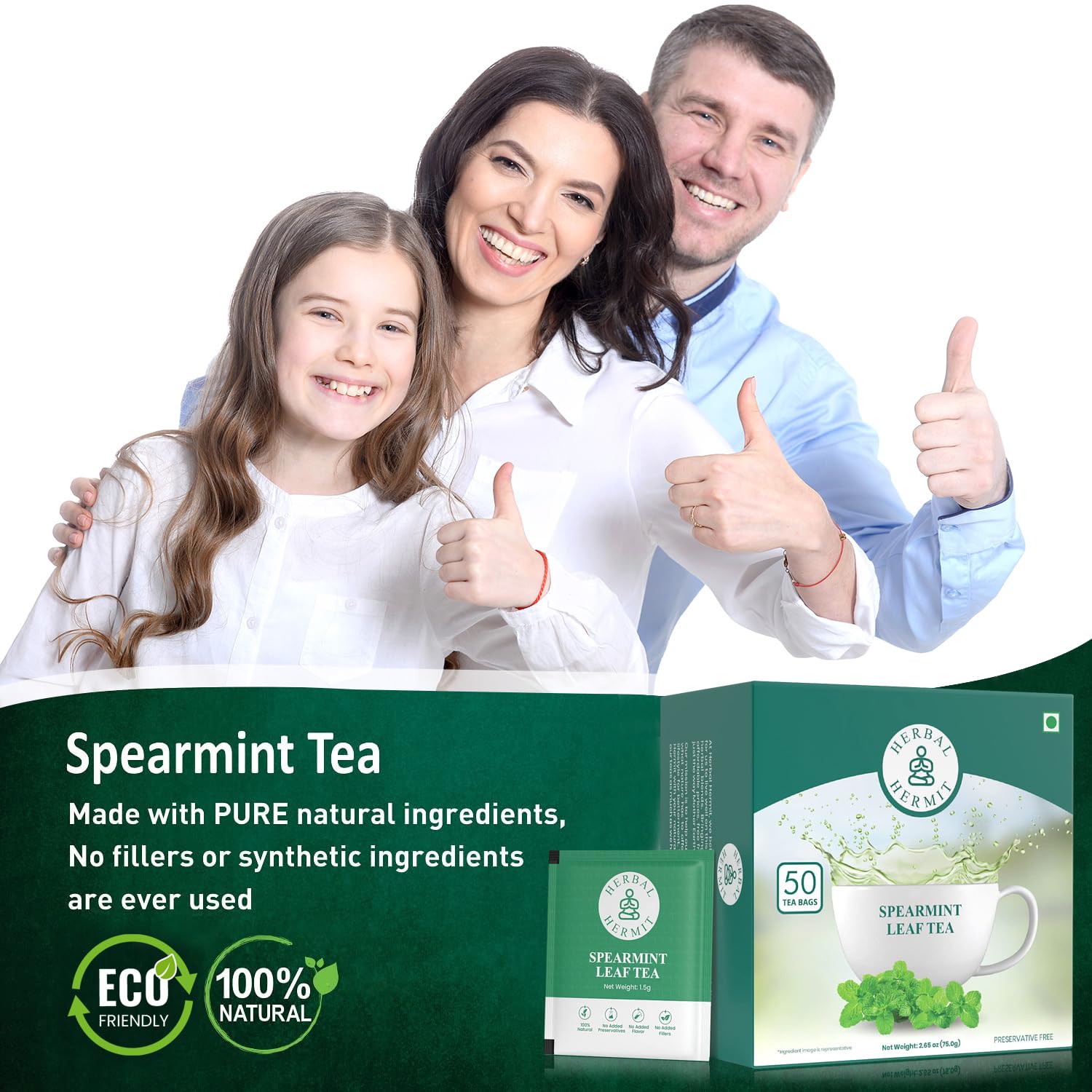 Herbal Hermit fresh mint aroma in cup supports breath freshness
