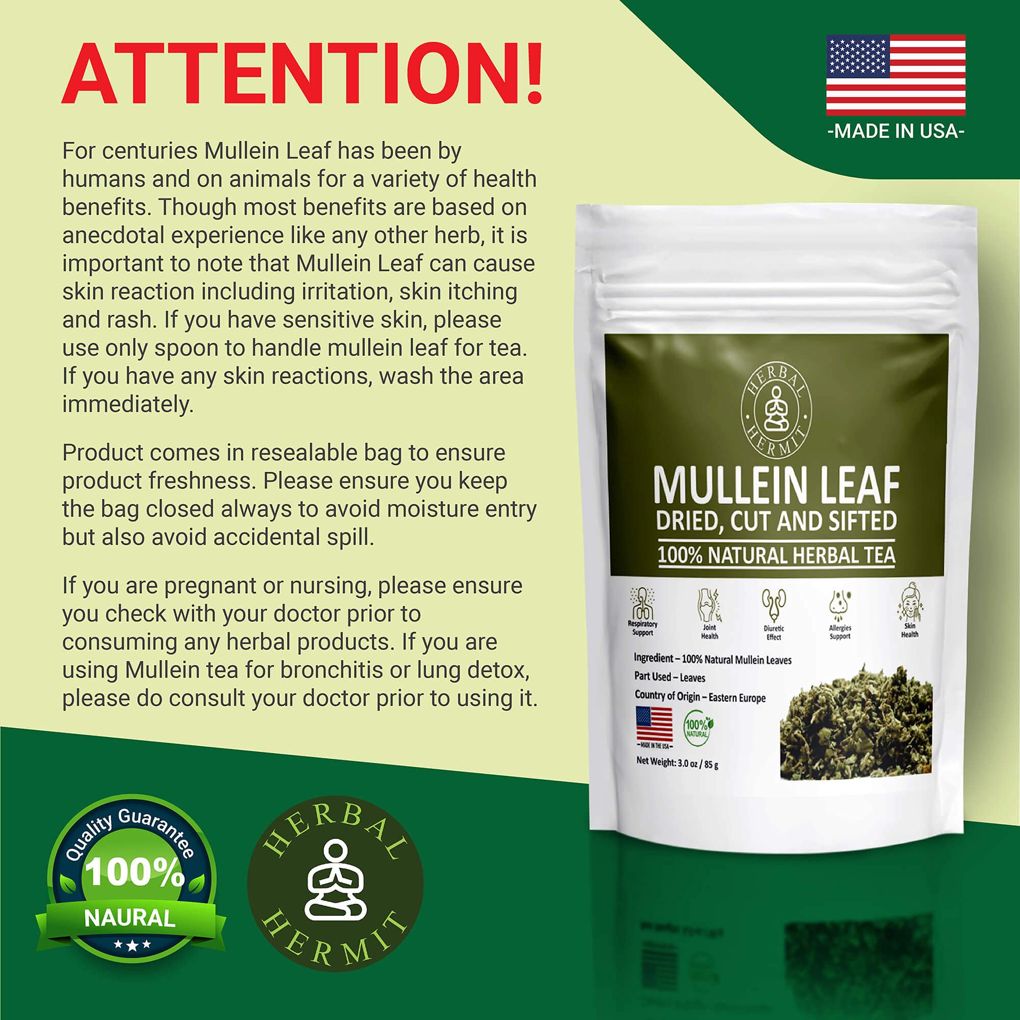 Herbal Hermit made-in-usa label signals quality and local production.