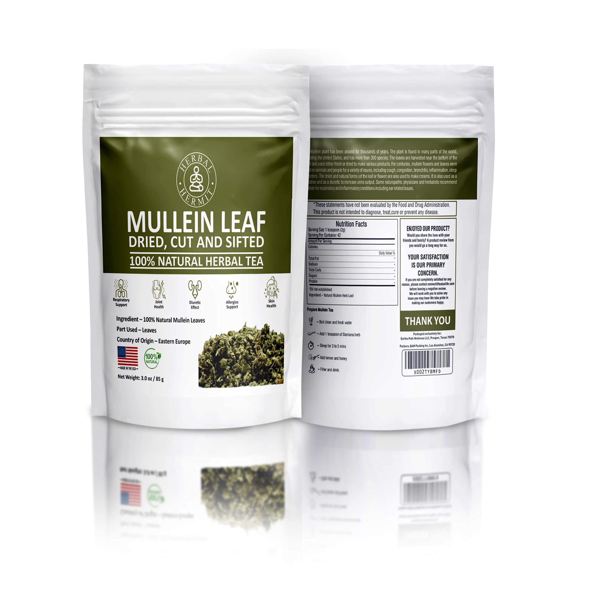 Herbal Hermit mullein flower leaf detail highlights texture and aroma.