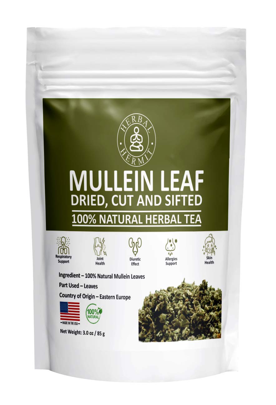 Herbal Hermit mullein leaf tea bag pack for convenient daily use.