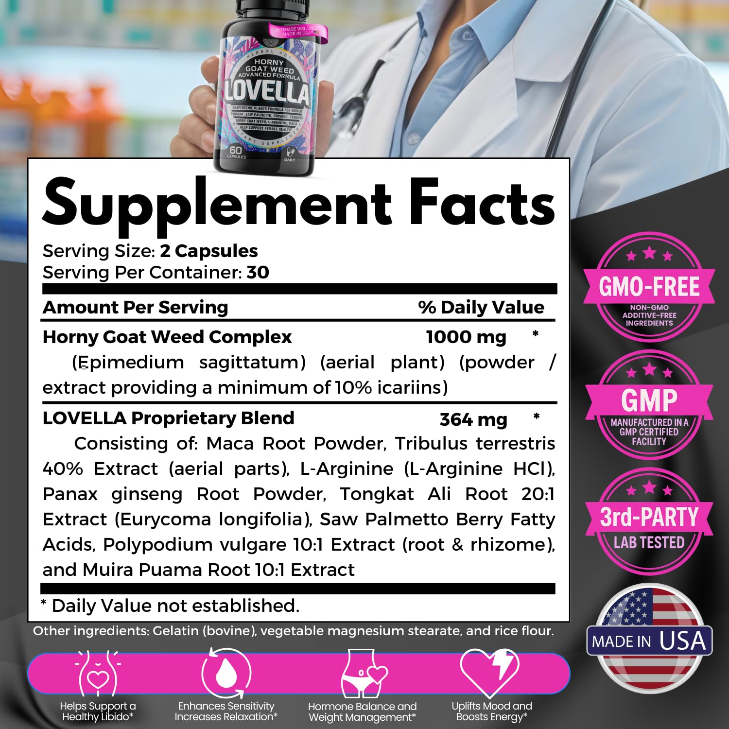 HERBAL HOT HornyGoatweed Women capsules ready for daily use