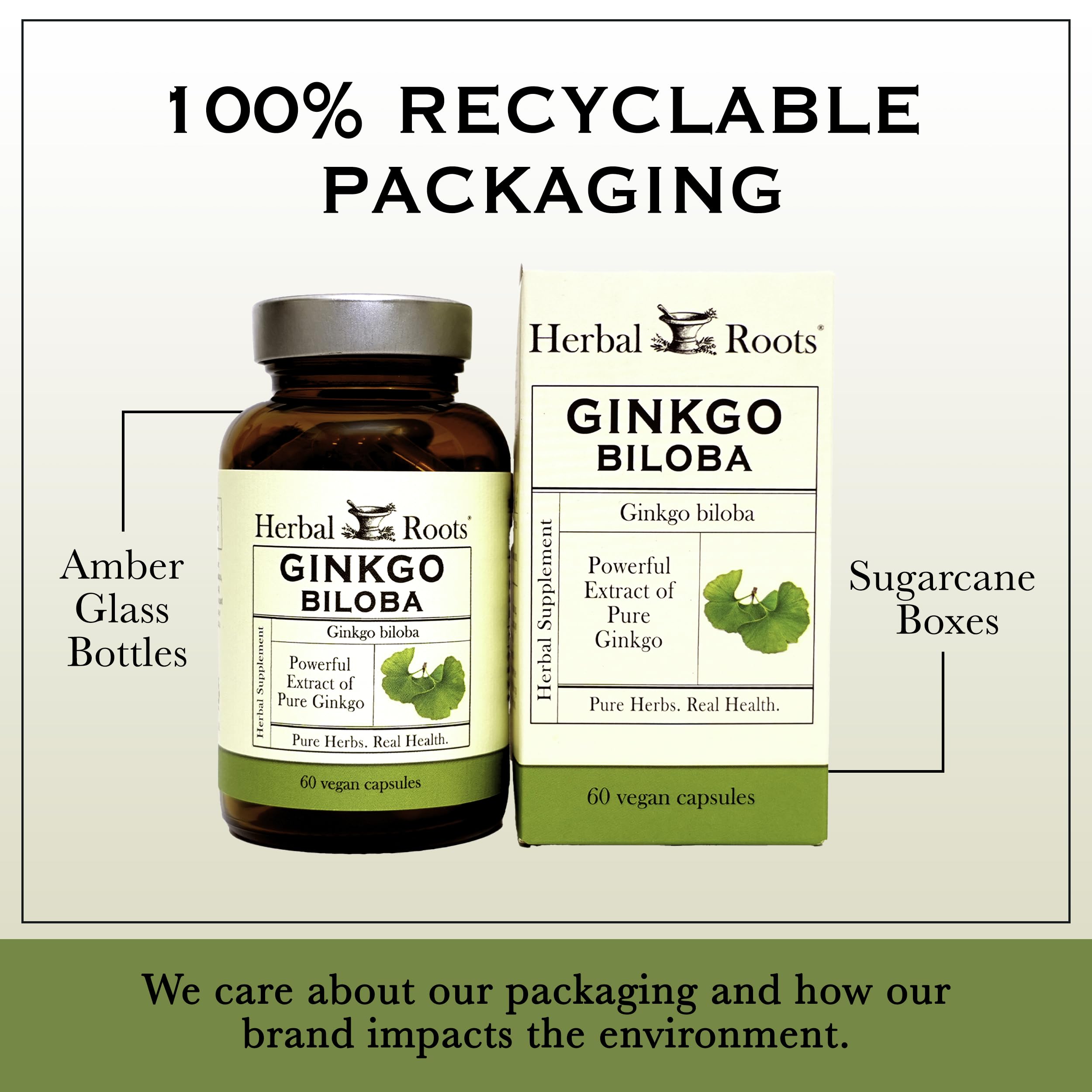 Herbal Roots label showing organic and GMP-certified quality