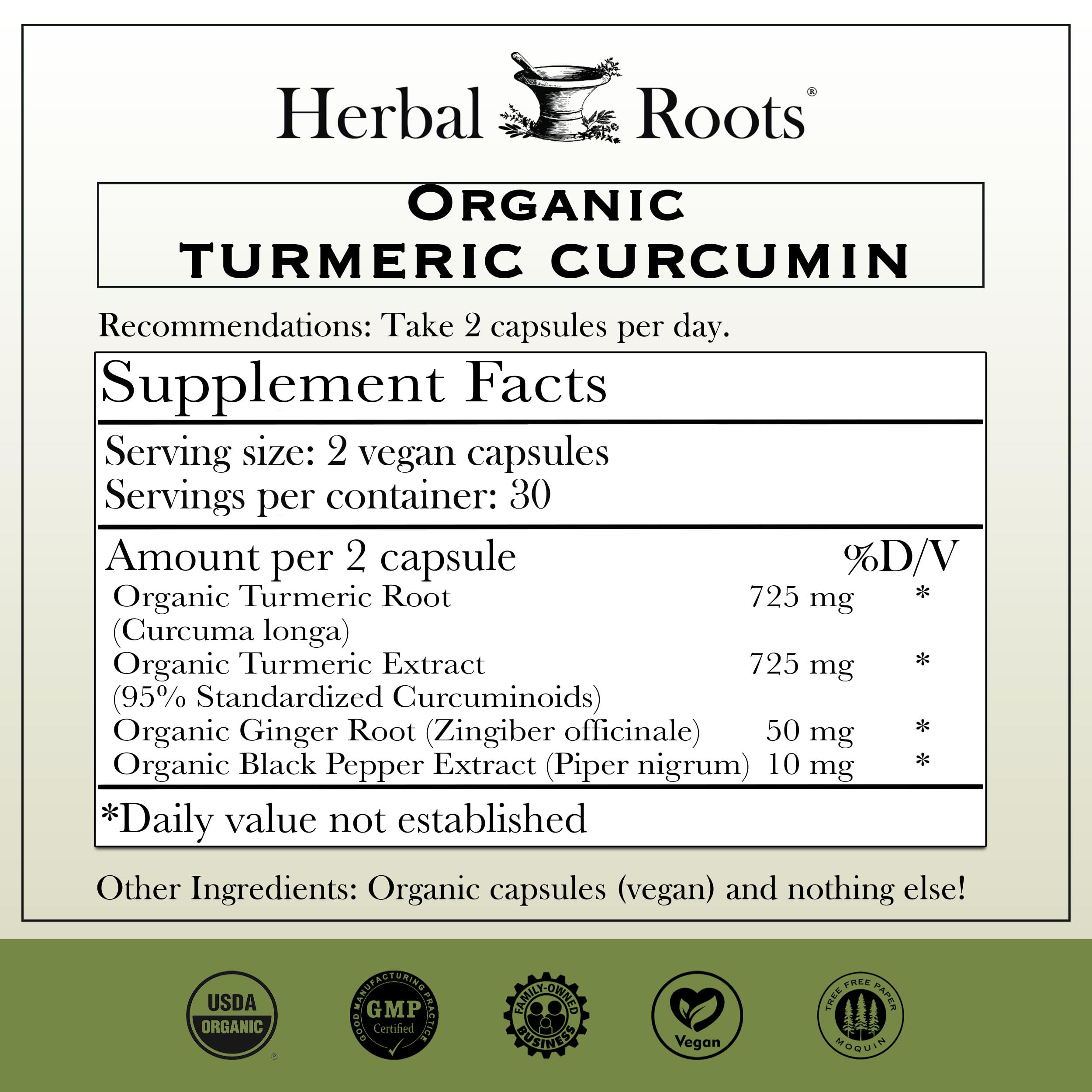 Herbal Roots turmeric curcumin capsules pack ready for everyday wellness rituals