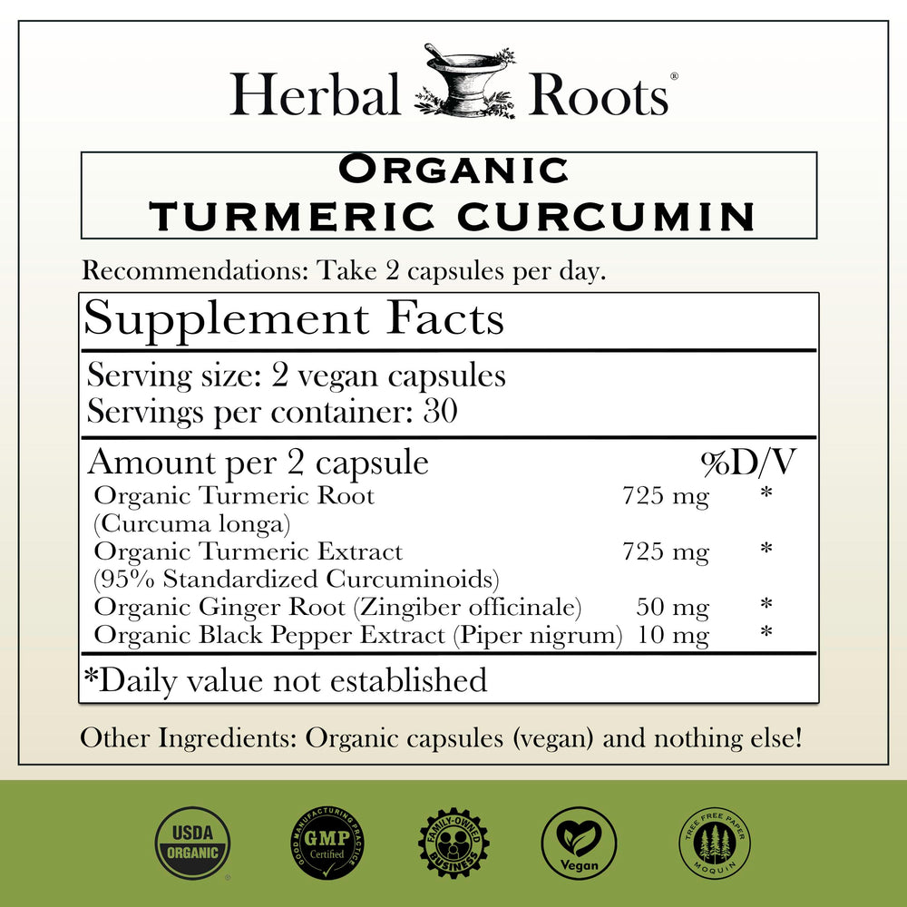 Herbal Roots turmeric curcumin capsules pack ready for everyday wellness rituals