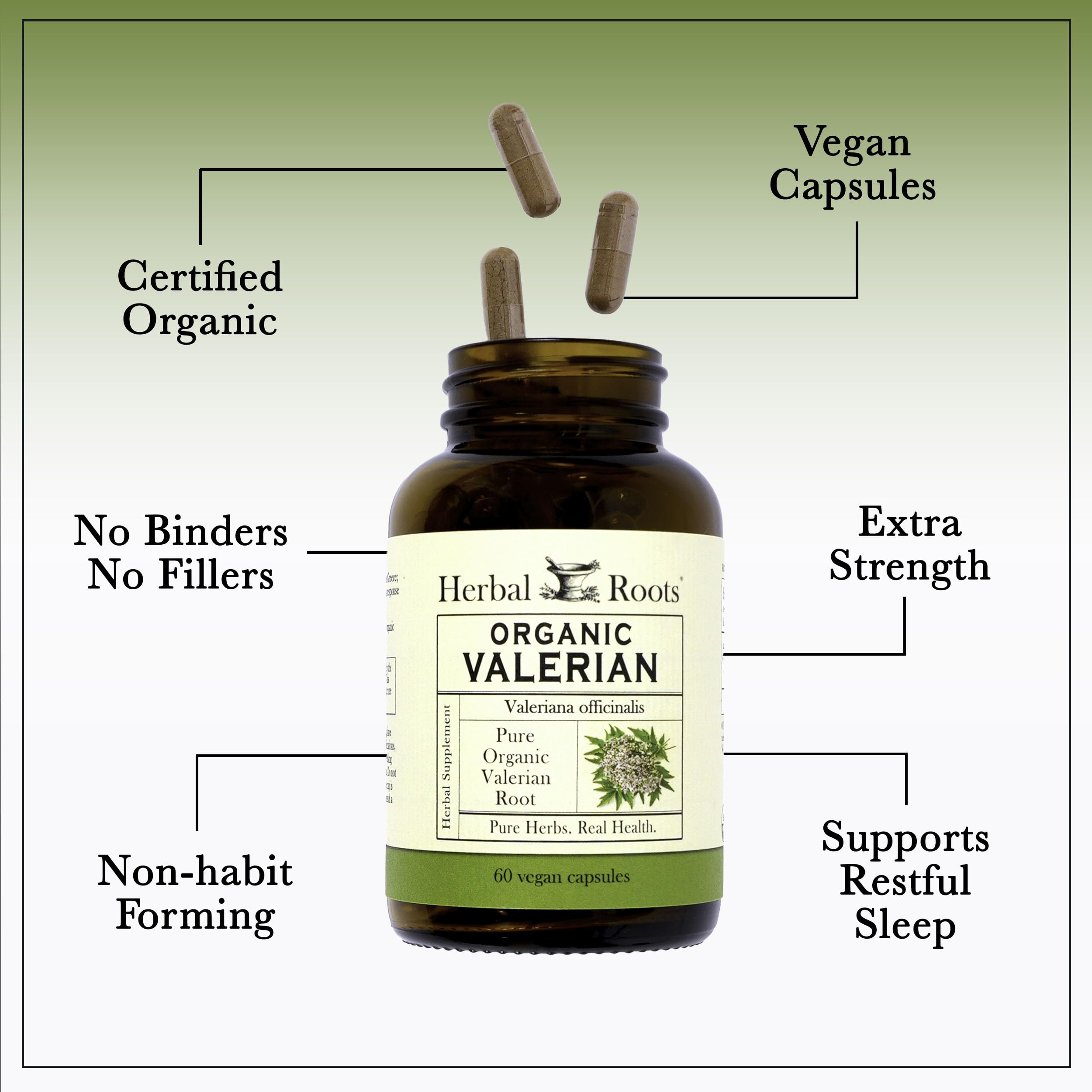 Valerian Root Capsules on nightstand suggest calming nightly routine