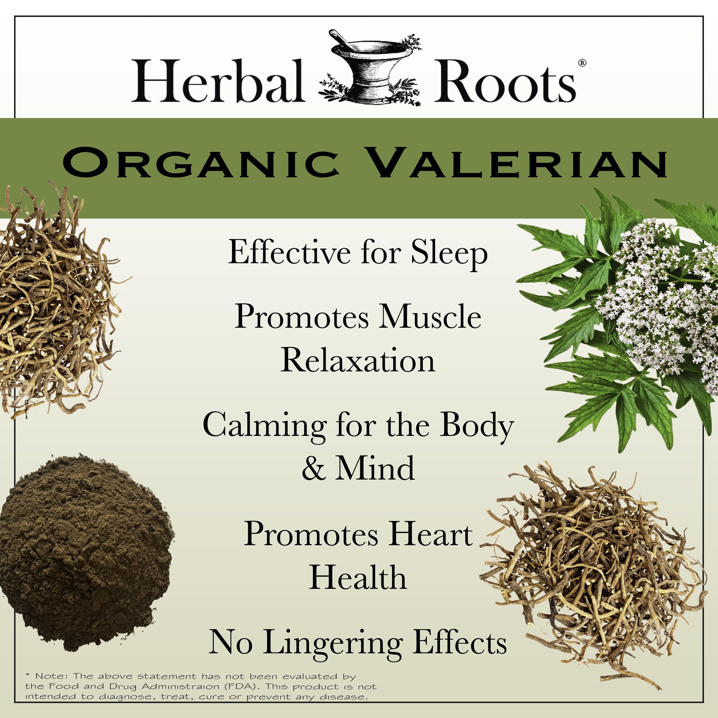 Packaging of Herbal Roots Valerian Root Capsules highlighting vegan, non-GMO status